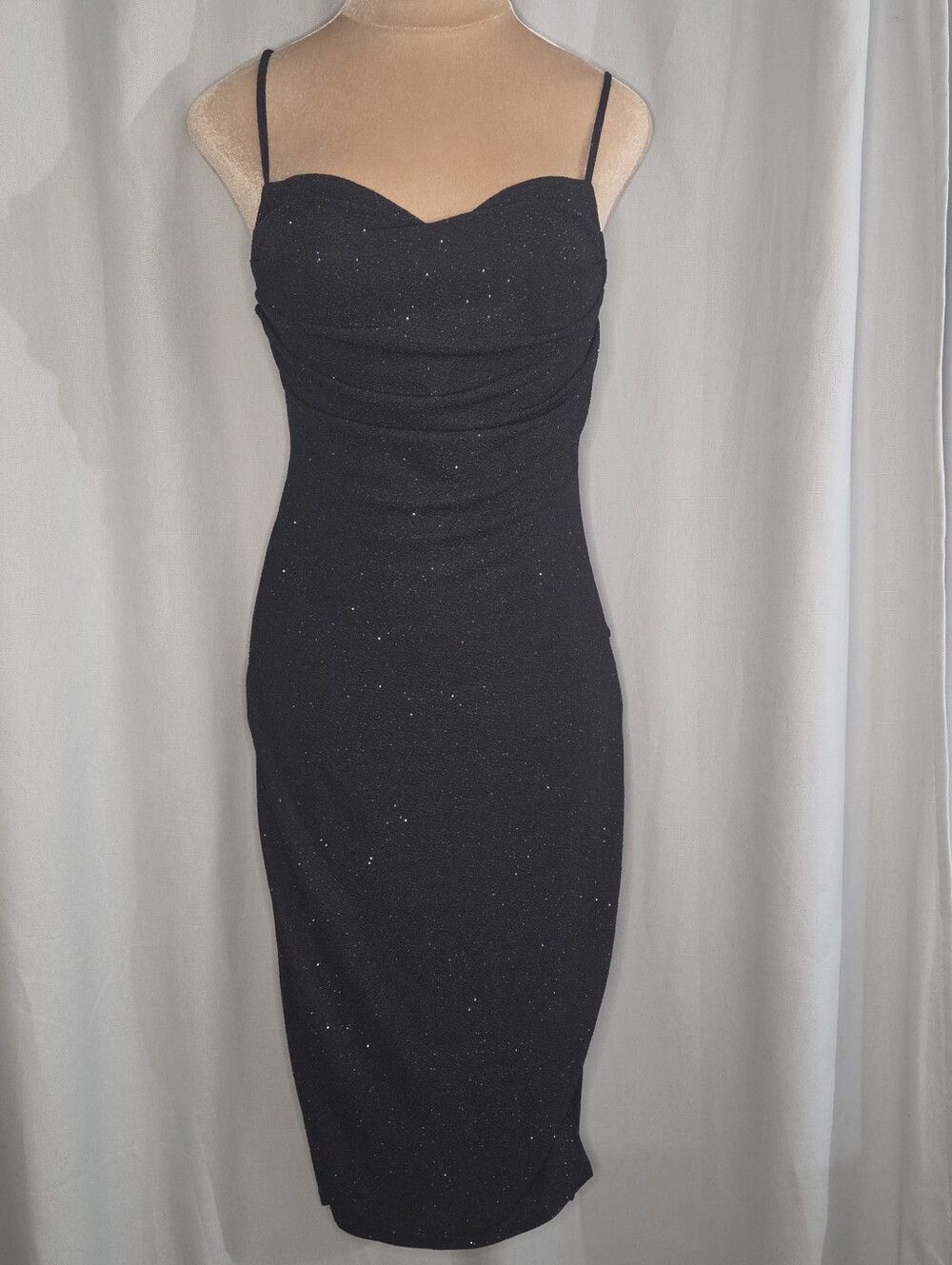 Inspired Hearts Dress L Large Black Evening Sparkle Strapless Slip Dress